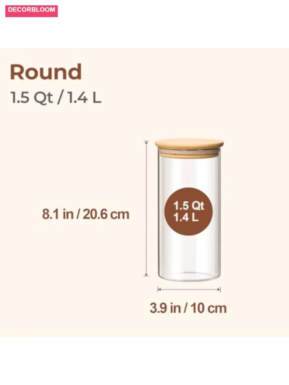 Airtight Glass Storage Canister Set of 3 with Wood Lids